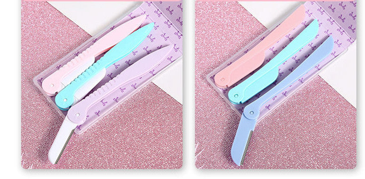 Portable foldable eyebrow trimmer set with stainless-steel blade and safety mesh