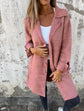Women’s Lapel Single-Breasted Cardigan Coat with Pockets – Mid-Length Outwear