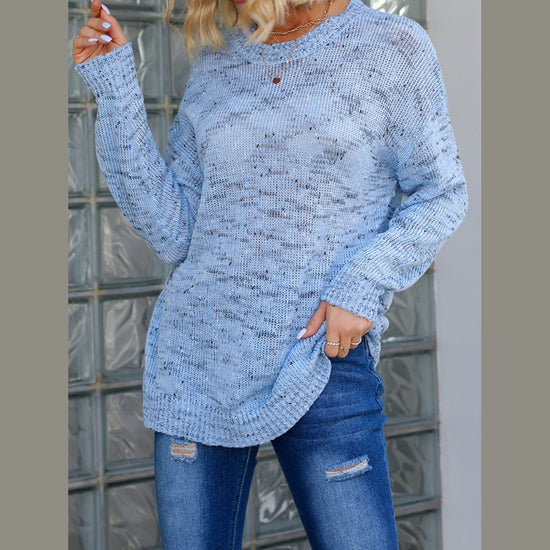 Women’s Winter Polka Dot Pullover Knitted Sweater – Loose Long Sleeve Top
