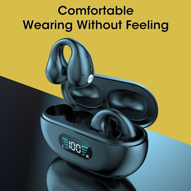 Bone conduction Bluetooth 5.3 ear clip TWS headphones with charging case