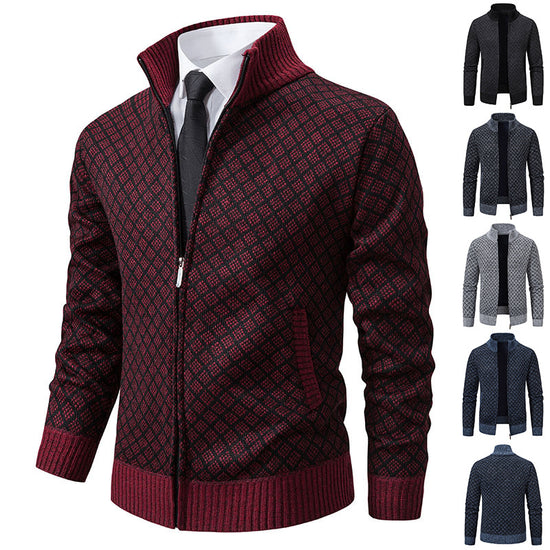 Men’s slim fit plaid print cardigan jacket