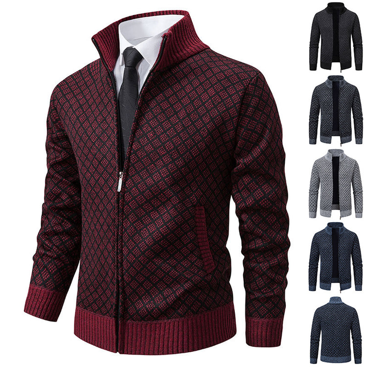 Men’s slim fit plaid print cardigan jacket