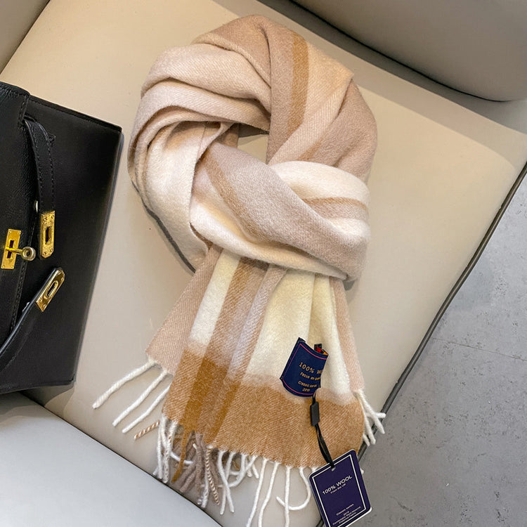 Men’s warm wool winter scarf in multi-color soft knit design