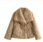 Women’s Winter Plush Coat – Warm Fluffy Lapel Jacket