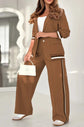 Women’s 2-piece suit set with lapel coat and high-waist wide-leg trousers in multiple colors.