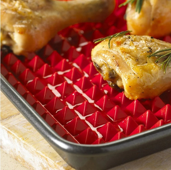 Red silicone pyramid non-stick baking mat for oven and BBQ cooking
