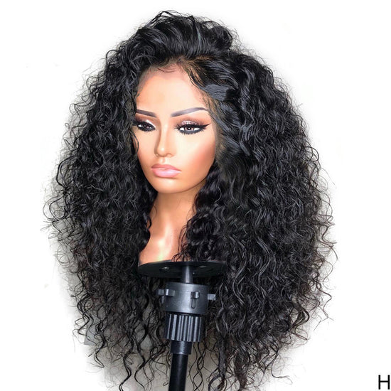 Black front lace small wavy curly wig for ladies in multiple lengths