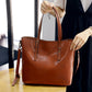 Women’s oil wax leather high-capacity shoulder messenger tote bag.