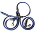 Double-ended dog leash with heavy-duty nylon rope, padded handle, and reflective threads.