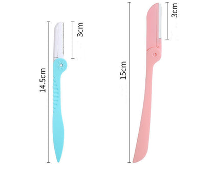 Portable foldable eyebrow trimmer set with stainless-steel blade and safety mesh