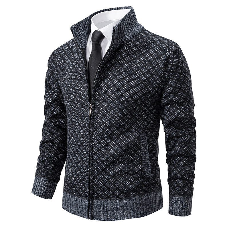 Men’s slim fit plaid print cardigan jacket