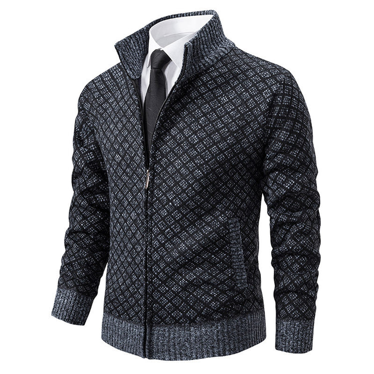 Men’s slim fit plaid print cardigan jacket