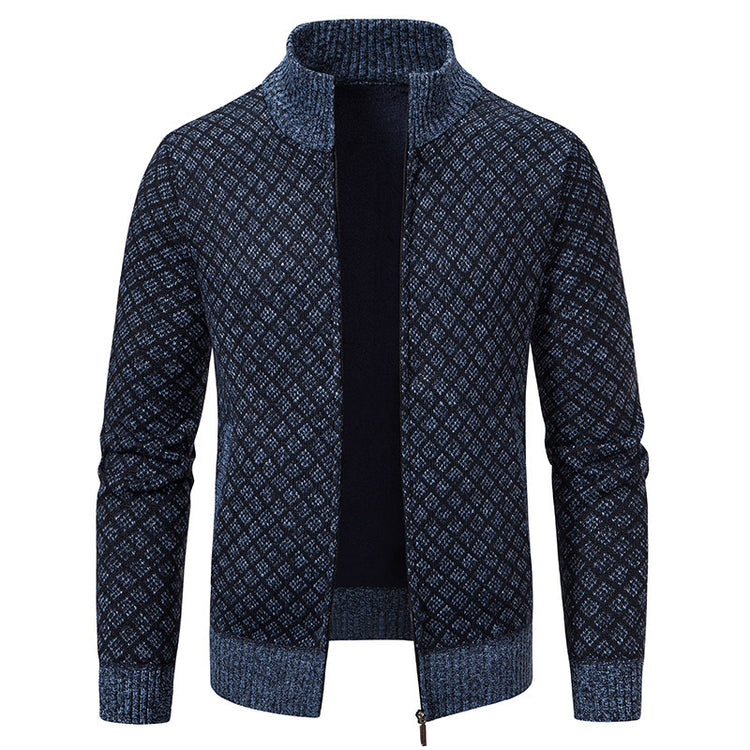 Men’s slim fit plaid print cardigan jacket