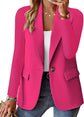 Women’s lapel button long-sleeve jacket, casual commuter blazer.