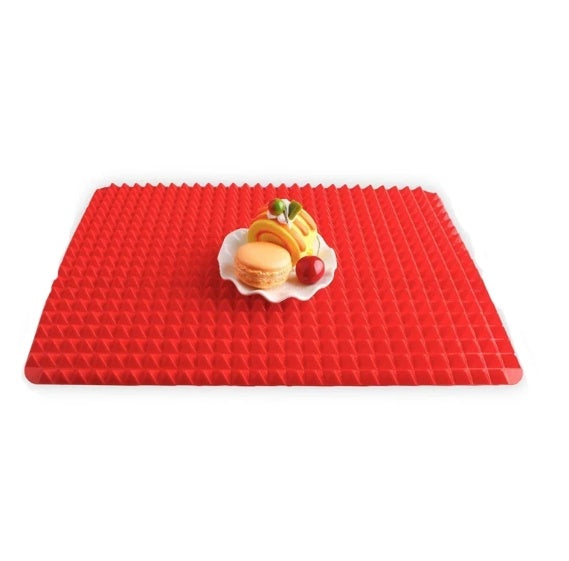 Red silicone pyramid non-stick baking mat for oven and BBQ cooking