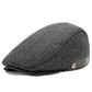 Adjustable woolen beret in gray, coffee, and blue-black herringbone patterns