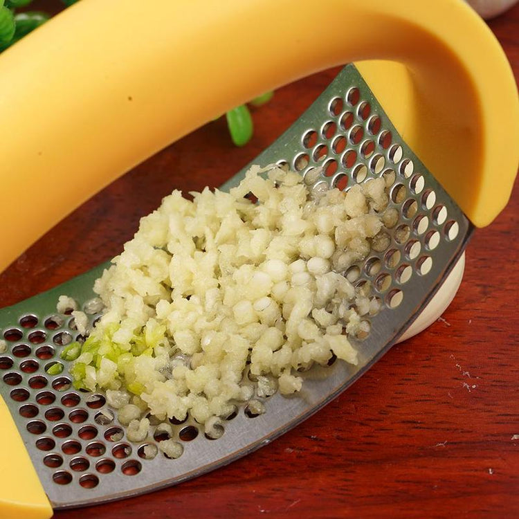 304 stainless steel manual garlic masher with ergonomic curved design