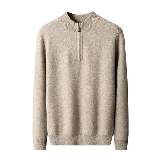 Men’s half-high collar loose pullover sweater in solid colors