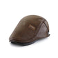 PU Leather Peaked Cap Fleece Lined