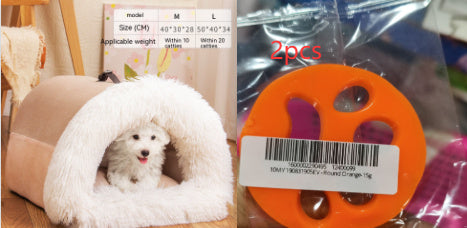 Portable soft plush pet nest for cats and small dogs, warm autumn and winter bed.
