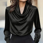 Elegant Draped Neck Office Blouse