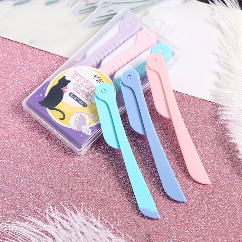 Portable foldable eyebrow trimmer set with stainless-steel blade and safety mesh