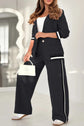 Women’s 2-piece suit set with lapel coat and high-waist wide-leg trousers in multiple colors.