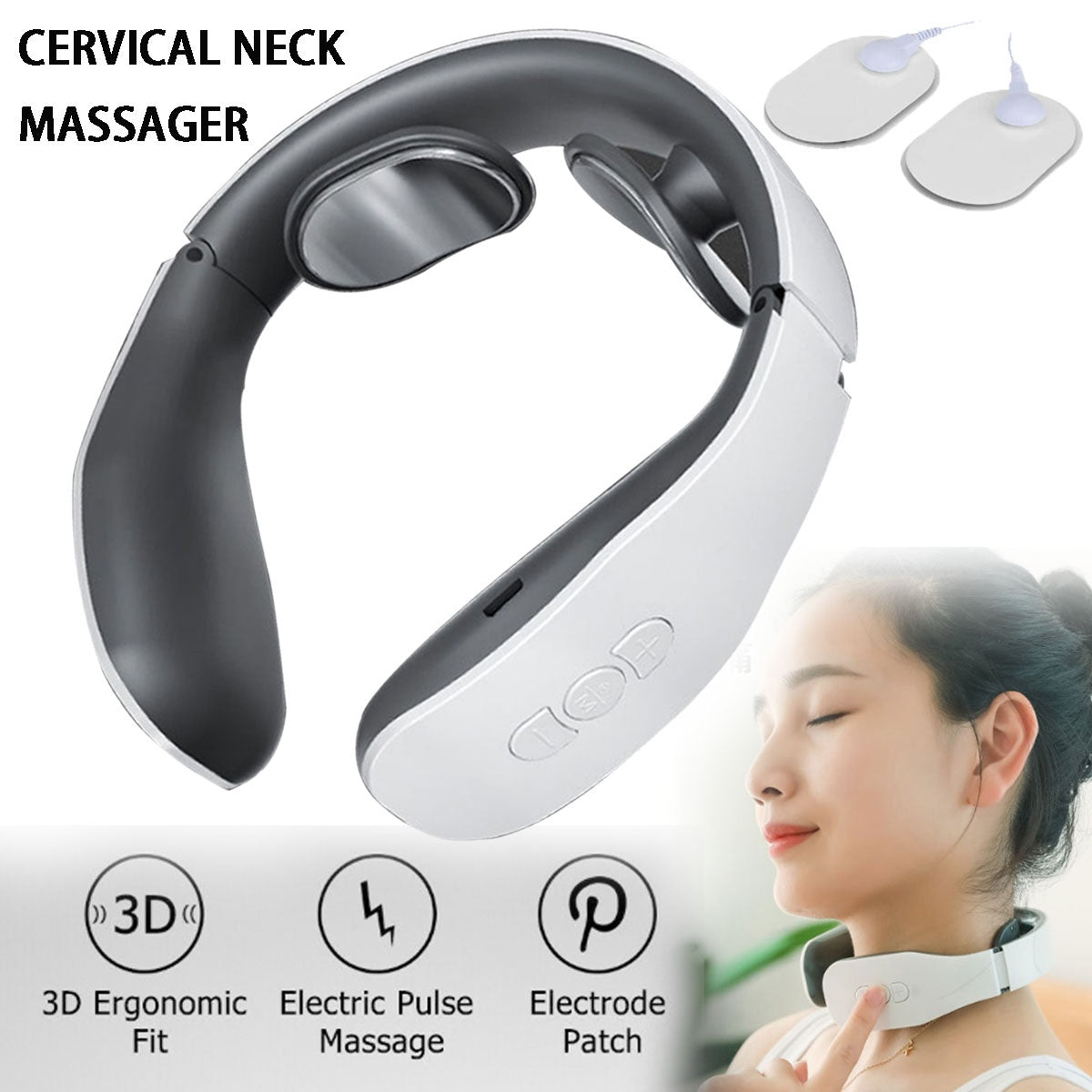 Neck and shoulder cervical massager with dual massage heads and 4 modes