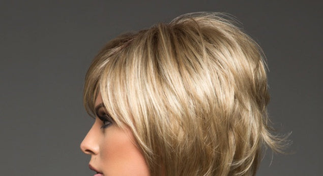 Golden high-temperature fiber wig headgear with oblique side-swept bangs