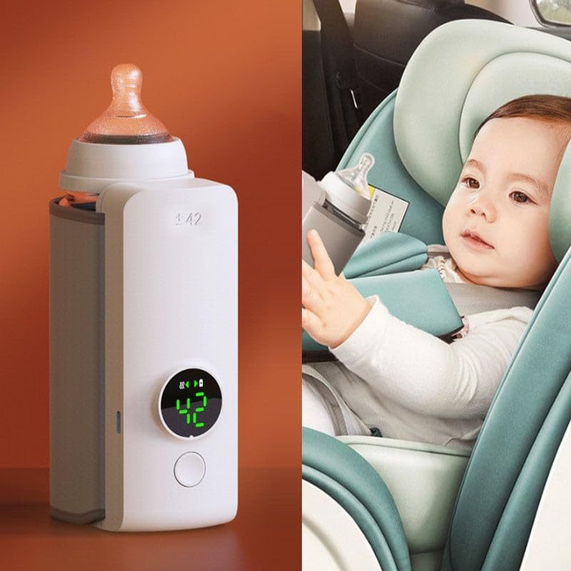 Portable USB baby bottle warmer with wrap-around heating design.