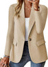 Women’s lapel button long-sleeve jacket, casual commuter blazer.