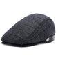 Woolen Beret with Herringbone Pattern – Adjustable Warm & Windproof Hat