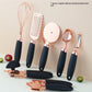 Copper-plated stainless steel 7-piece kitchen gadget and peeler set with storage rack