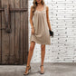Women’s apricot U-neck strap A-line dress, sleeveless summer dress.