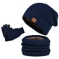 Winter Fleece Lined Hat Scarf and Gloves Set