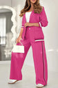 Women’s 2-piece suit set with lapel coat and high-waist wide-leg trousers in multiple colors.