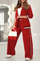 Women’s 2-piece suit set with lapel coat and high-waist wide-leg trousers in multiple colors.