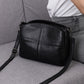 Women’s genuine leather cowhide crossbody handbag with minimalist plaid design