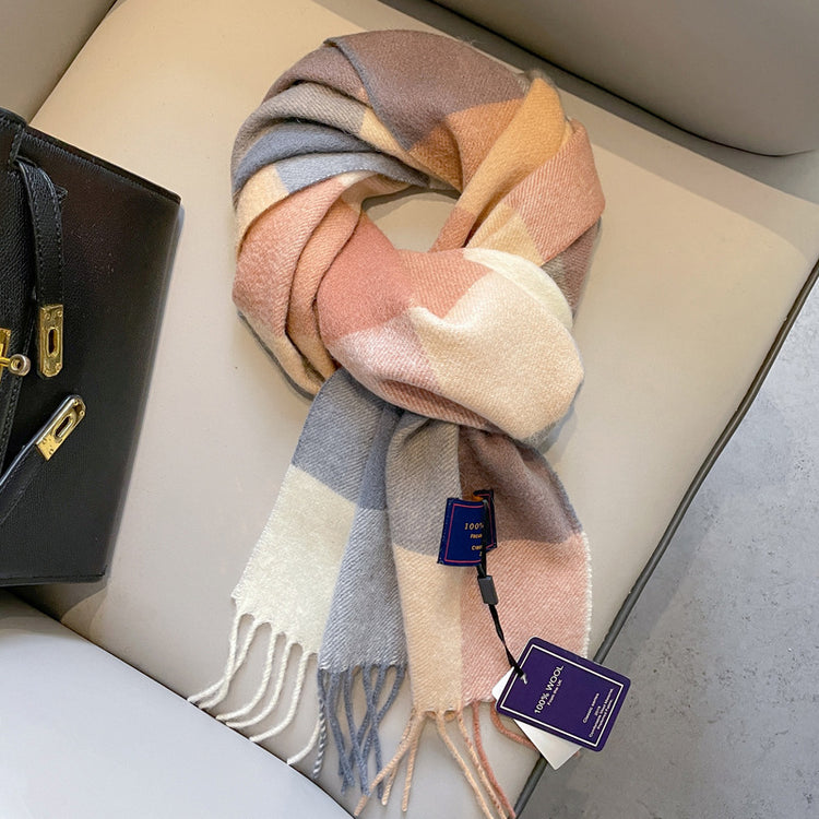 Men’s warm wool winter scarf in multi-color soft knit design