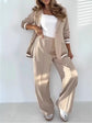 Women’s 2-piece suit set with lapel coat and high-waist wide-leg trousers in multiple colors.