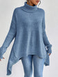 Women’s irregular turtleneck long sleeve loose knit sweater.