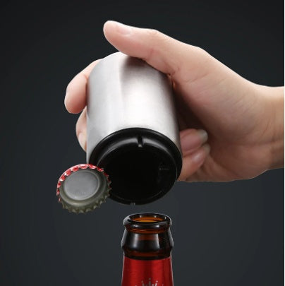 Stainless steel automatic press-down beer bottle opener with magnet