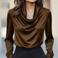 Elegant Draped Neck Office Blouse