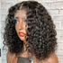 Front lace black medium-length small curly wig with long bangs