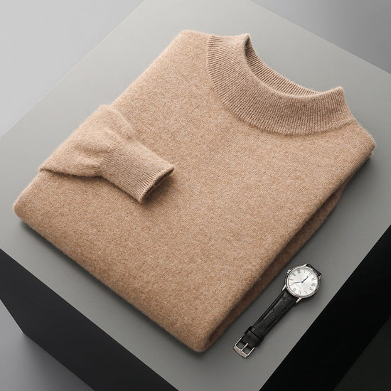 Autumn and Winter Half Collar Wool Sweater for Men