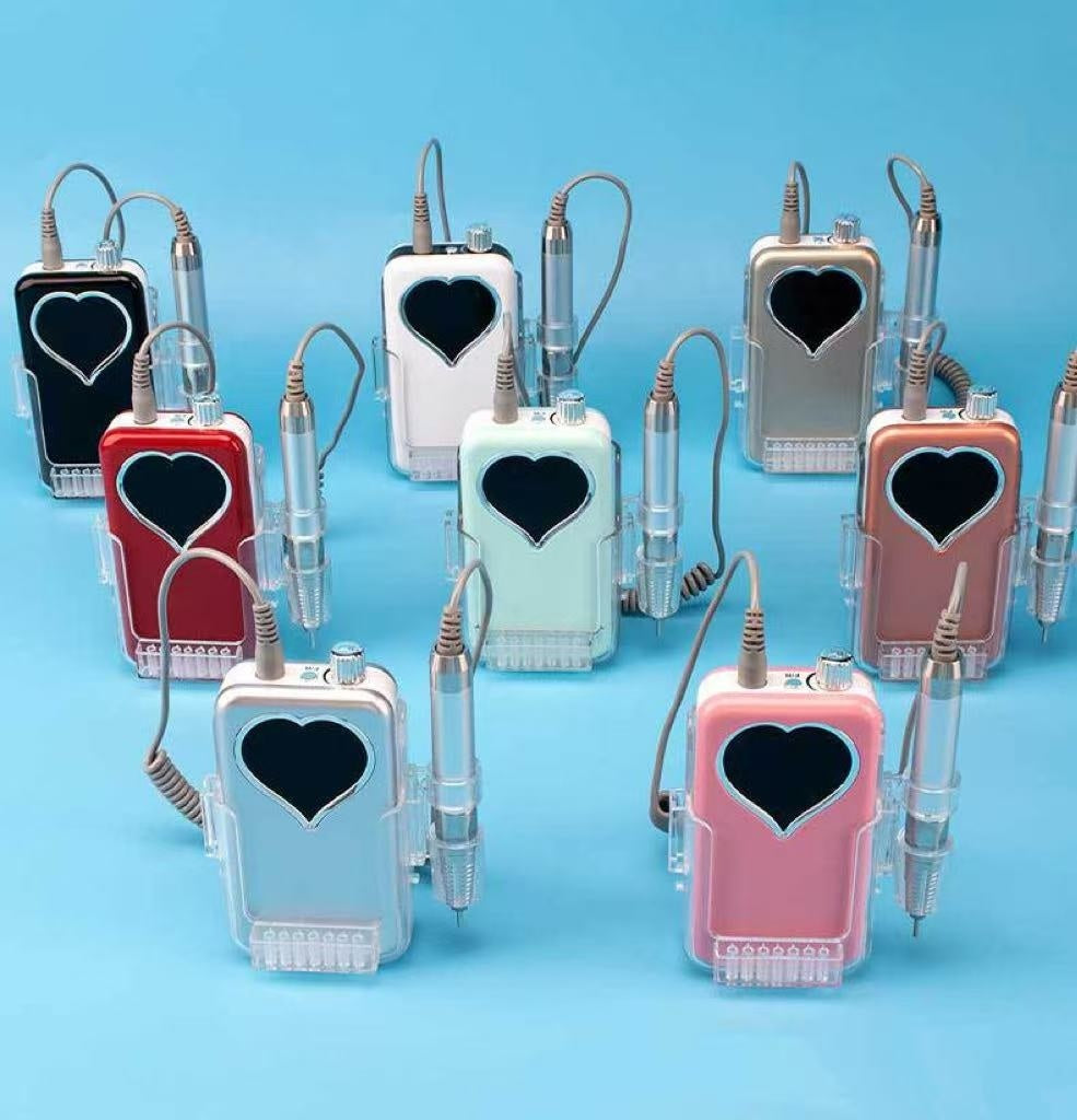 Rechargeable brushless portable nail polishing machine with handle and grinding set