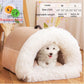 Portable soft plush pet nest for cats and small dogs, warm autumn and winter bed.