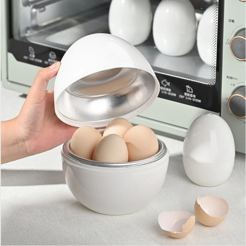 4-egg microwave steamer boiler with food-grade PP and aluminum inner layer