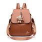 Women’s genuine leather backpack with pendant, soft and anti-theft design.