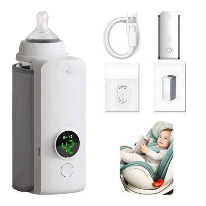 Portable USB baby bottle warmer with wrap-around heating design.